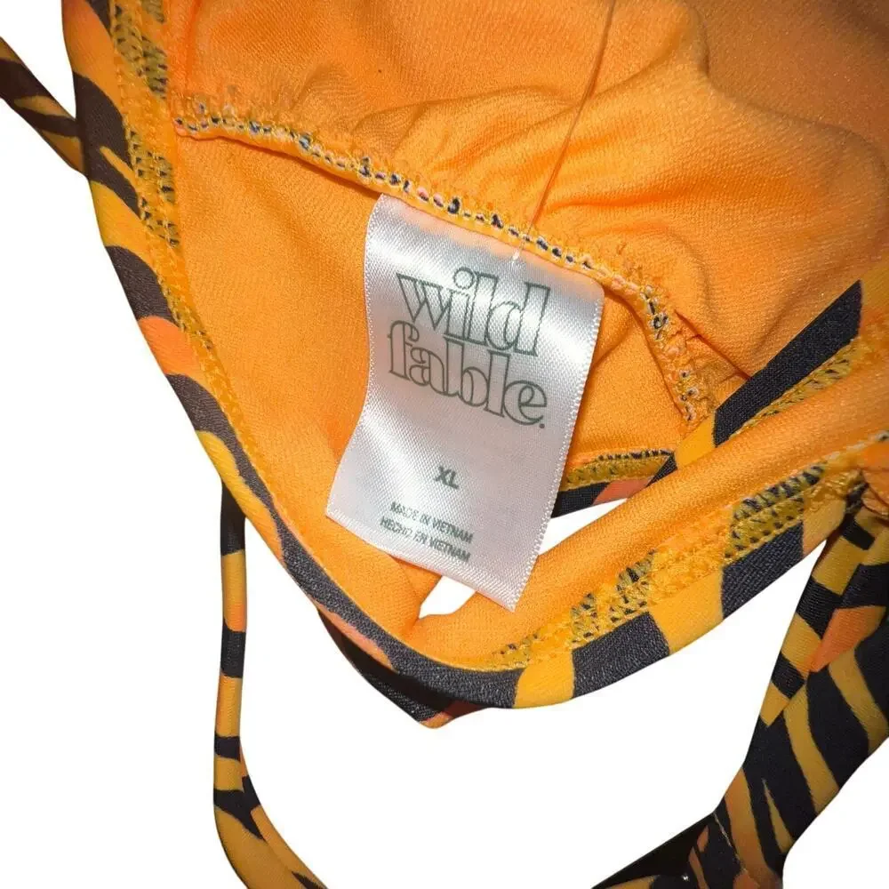 Women's Scoop Bralette Bikini Swim Top Wild Fable‎ Tiger GypsyGoth Size XL-16